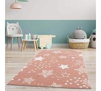 carpet city Alfombra Infantil - Estrellas Cielo Estrellado 80 x 150 cm Rosa - Alfombra para habitación Infantil Moderna