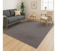 carpet city Alfombra lavable de pelo corto monocolor, 160 x 220 cm, en gris oscuro, tacto suave y suave, antideslizante y fácil de limpiar, para salón, dormitorio y pasillo