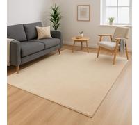 carpet city Alfombra lavable de pelo corto monocolor, 80 x 140 cm, en color beige, tacto suave y suave, antideslizante y fácil de limpiar, para salón, dormitorio y pasillo