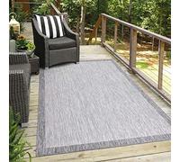 carpet city Alfombra para exteriores, resistente a la intemperie, para balcón, terraza, color gris, 100 x 200 cm, para decoración de balcón, alfombra de salón