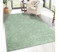 carpet city Alfombra Shaggy de pelo alto, 160 x 230 cm, verde, de pelo largo, moderna, monocolor, mullida, suave, decoración para dormitorio
