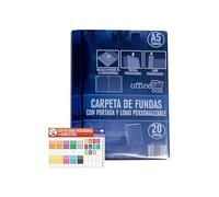 Carpeta 20 fundas a5 azul personalizable portada y lomo office box 14277