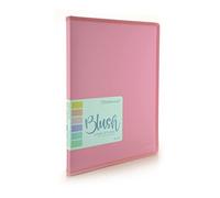 Carpeta 20 Fundas Transparentes y Bordes Reforzados en Tela - REF.2005-4 Colores BLUS PASTEL - Tamaño A4 - by Office Box (Rosa Blush)
