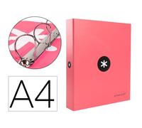 Carpeta 4 anillas 40 mm mixtas liderpapel antartik a4 forrada color coral