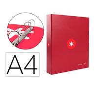 Carpeta 4 anillas 40 mm mixtas liderpapel antartik a4 forrada color frambuesa