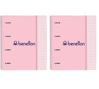 Carpeta 4 Anillas de 35 mm de Benetton Vichy con 100 Hojas A4, 270x35x320 mm (Paquete de 2)