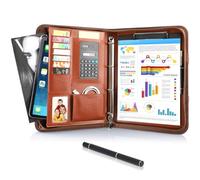 Carpeta A4, carpeta de conferencias de piel, carpeta de documentos con cremallera, resistente al agua, carpeta con anillas, portapapeles, bloc de notas, portafolio para reuniones de negocios, color