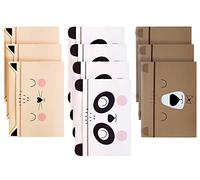 Carpeta A4 - Cartón resistente - Tacto suave - Impreso en el interior y en el exterior - Forma divertida - 3 Diseños Surtidos: Gato + Oso + Panda - Paquete de 10