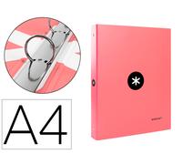 Carpeta A4 Forrada 4 Anillas 25 Mm Redonda Color Coral - ANTARTIK