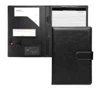 Carpeta A4 portapapeles A4, piel sintética, carpeta de conferencias, carpeta de negocios A4 en negro, incluye portapapeles y bloc de notas A4, carpeta con compartimentos para documentos, soporte para