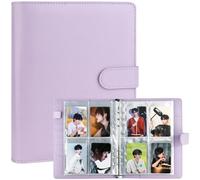 Carpeta A5, carpeta de tarjetas fotográficas Kpop, álbum de 6 anillos con 200 ranuras para tarjetas, cubierta de piel sintética con cierre de hebilla magnética para organizar tarjetas coleccionables