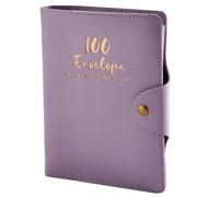 Carpeta A6 de PU suave for ahorrar dinero, con rastreador laminado, presupuesto con sobre en efectivo, forma fácil y divertida de ahorrar(Purple)