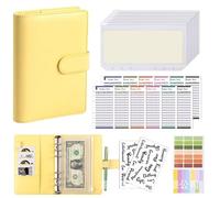 Carpeta A6, libro de presupuesto en efectivo, manual cuaderno cuero PU Macaron para Oficinas Hogar(Yellow)