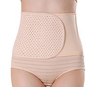 Carpeta abdominal elástica ajustable transpirable Postnatal Belly Waist Slim Adelgazante Shaper Faja de apoyo Faja Cinturón Recortador de cintura Compresión Slimer Wrap para mujeres (Beige)