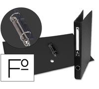 Carpeta de 2 anillas 25mm mixt as liderpapel folio forrado papercoat con ollao y tarjetero compresor plastico negro