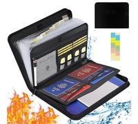 Carpeta Archivadora Ignífuga A4, Carpeta Clasificadora A4 con 13 Compartimentos, Organizador de Archivos Expandible Portátil con Cremallera y Etiquetas, Carpeta para Documentos Importantes, Negro