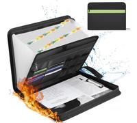 Carpeta archivadora ignífuga A4, carpeta de escritura resistente al fuego con cremallera y etiquetas, caja de documentos ignífuga con 24 compartimentos y varios compartimentos para documentos A4,