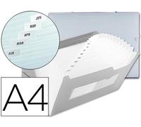Carpeta beautone clasificador fuelle 42164 polipropileno din a4 transparente -2 huecos tarjetas -13 departamentos