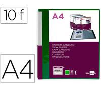 Carpeta Canguro 10 Bolsas Polipropileno Din A4 Verde Tapa Traslucida Y Lomo Personalizable