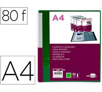 Carpeta Canguro 80 Bolsas Polipropileno Din A4 Verde Tapa Traslucida Y Lomo Personalizable