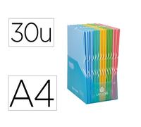 Carpeta Carchivo Gomas Polipropileno Tres Solapas Color Soft Expositor De 30 Unidades Colores Surtidos