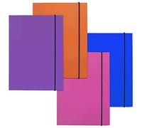 CARPETA CARTÓN FORRADO STARPLAST - Portafolios, archivador o clasificador, cierre elástico, colores flúor, tamaño A5, para uso escolar o de oficina - PACK 6