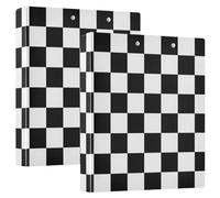 Carpeta clásica de tablero de ajedrez blanco y negro de 1.5 pulgadas, carpeta flexible de anillos en D con bolsillos, carpetas de 3 anillos para escuela, universidad, oficina