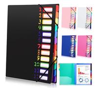 Carpeta Clasificadora A4, Carpeta Expandible, Carpeta Separadores con 12 Ccompartimentos, Organizador de Documentos con Banda Elástica para Documentos de Oficina, Tareas Escolares (Negro)