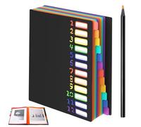Carpeta clasificadora A4 con etiquetas de colores, 12 compartimentos, organizador extensible de documentos, tamaño 325x245x22 mm, para oficina, estudio y uso doméstico