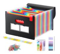 Carpeta Clasificadora A4, Expandible Carpetas Archivadoras de 24 Bolsillos, Archivador Acordeon con Tapa, Portátil Carpeta Separadores Documentos Archivadores para Escuela Oficina (Negro-C)
