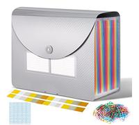 Carpeta Clasificadora, A4 Expandible Carpetas de Acordeón con Tapa, Portátil 24 Bolsillos Colores Organizador Documentos Archivadores para Oficina Escuela (Plata)