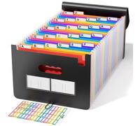Carpeta Clasificadora Archivador acordeón 26 Bolsillos de gran Capacidad soporte Extensible portátil acordeón, Multi-Color Archivador A4 buen ayudante para Office, School, Home