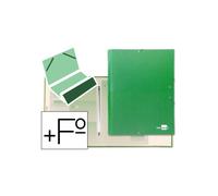 Carpeta clasificadora liderpapel 12 departamentos folio prolongado carton forrado verde claro