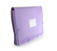 Carpeta Clasificadora PLUS 12 Divisiones, Apartado de Cuaderno, 80 Adhesivos y Cierre de Gomas con Laterales Reforzados en Tela - Resistencia y Calidad by Office Box. (Morado)