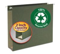 Carpeta colgante Smead 100 % reciclada con base de caja, 2"" de expansi n, tama o carta, verde est ndar, 25 por caja (65090)