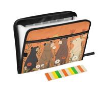 Carpeta colgante tamaño A4 expansible acordeón con cremallera para billetes de policía, ositos de belleza militares, color naranja