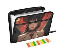 Carpeta con divisores estilo anime Demonic Beauties, 13 bolsillos, tamaño carta A4, con cierre de cremallera, para suministros de oficina, carpeta expandible con divisores