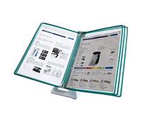carpeta con páginas que se pasan, Guía de funcionamiento for colgar en la pared del taller fábrica, 5 bolsillos expositores doble cara(Green)