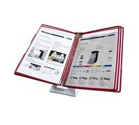 carpeta con páginas que se pasan, Guía de funcionamiento for colgar en la pared del taller fábrica, 5 bolsillos expositores doble cara(Red)