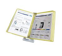 carpeta con páginas que se pasan, Guía de funcionamiento for colgar en la pared del taller fábrica, 5 bolsillos expositores doble cara(Yellow)
