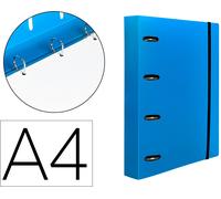 Carpeta Con Recambio 4 Anillas 25Mm Polipropileno Din A4 Cuadrado 5Mm 100 Hojas 80G Azul Translúcido