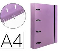 Carpeta Con Recambio 4 Anillas 25Mm Polipropileno Din A4 Cuadrado 5Mm 100 Hojas 80G Lavanda Opaca