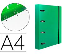 Carpeta Con Recambio 4 Anillas 25Mm Polipropileno Din A4 Cuadrado 5Mm 100 Hojas 80G Verde Translucido