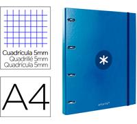 Carpeta Con Recambio Antartik Din A4 Cuadrada 5Mm Rayado 4 Anillas 25Mm Color Azul Oscuro