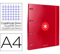 Carpeta Con Recambio Antartik Din A4 Cuadrado 5Mm Forrado 4 Anillas 25Mm Color Frambuesa