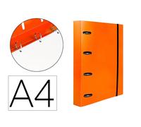 Carpeta con recambio liderpapel a4 cuadro 5mm 100 hojas 80g polipropileno 4 anillas 25mm color naranja
