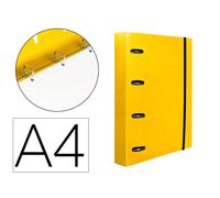 Carpeta con recambio liderpapel a4 cuadro 5mm 100 hojas 80g polipropileno 4 anillas 40mm amarillo fluor - CH67