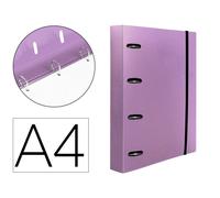 Carpeta con recambio liderpapel a4 cuadro 5mm 100 hojas 80g polipropileno 4 anillas 40mm lavanda opaco - CH69