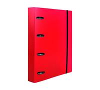 Carpeta con recambio liderpapel a4 cuadro 5mm 100 hojas 80g polipropileno 4 anillas 40mm rojo translucido