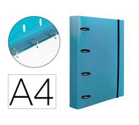 Carpeta con recambio liderpapel a4 cuadro 5mm 100 hojas 80g polipropileno 4 anillas mixtas 25mm celeste - CH60